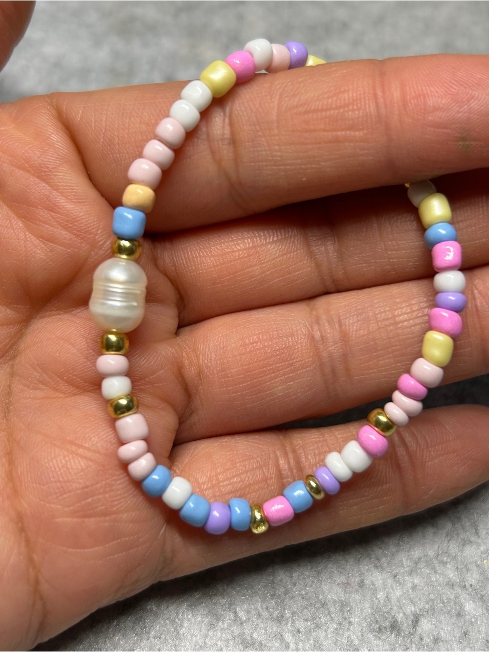 Handmade Pastel Beaded Freshwater Pearl Accent Bracelet